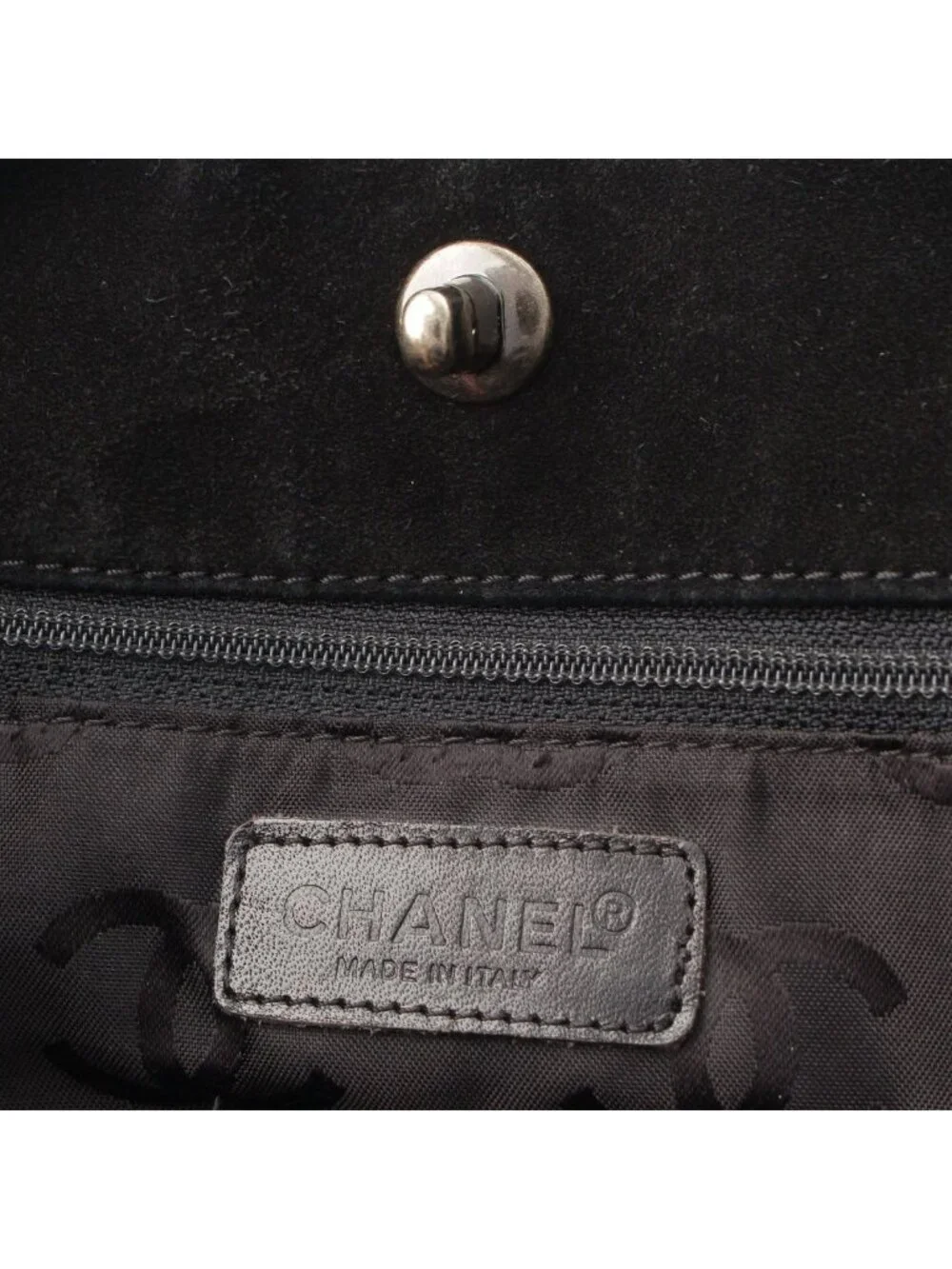 Chanel Suede Turnlock Wild Stitch 2-Way Tote Bag Black